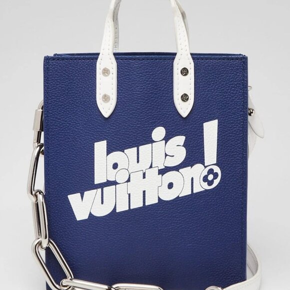 Louis Vuitton Blue Leather Everyday Signature Sac Plat XS Bag - Picture 1 of 8